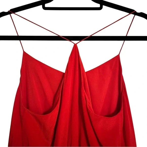 Madewell Silk Starview Cami Mini Dress Red Sleeveless Halter‎ Pockets Sz 4 Small - Picture 2 of 5
